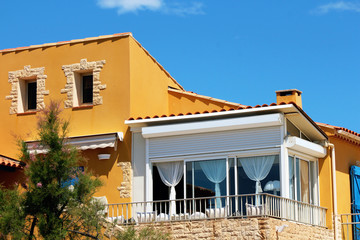 mediterranean house with patio