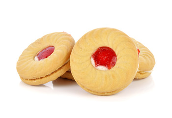 cookies with fruit jam isolated on white background