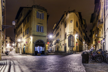 Fototapeta na wymiar Night labyrinths of Florence.Italy