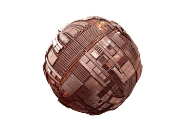 hovering science fiction style tech sphere (3d illustration, isolated on white background)