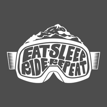 Handdrawn vintage snowboarding quotes