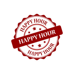 Happy hour red stamp illustration