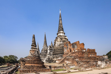 famous temple area Wat Phra Si Sanphet in the Royal Palace in Ajutthaya