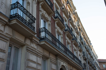 Elements of architecture. Decor of buildings in the center of Madrid, Spain. Background