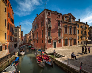 Gondolier waiting for tourists near his Gondolas in Venice, Italy © anshar73