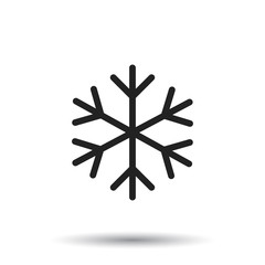Snowflake icon vector illustration in flat style isolated on white background. Winter symbol for web site design, logo, app, ui.