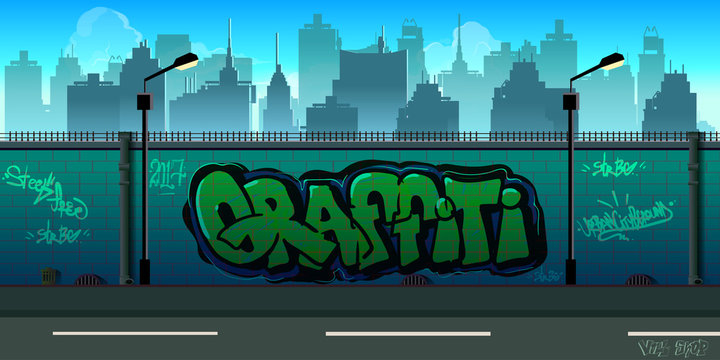 Graffiti wall background, urban art