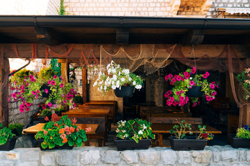 Fototapeta na wymiar Street Cafe. Cafe in Montenegro and Croatia.