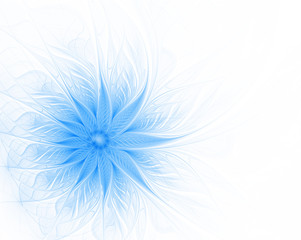 Fototapeta na wymiar Abstract blue flower on a white background. Fractal