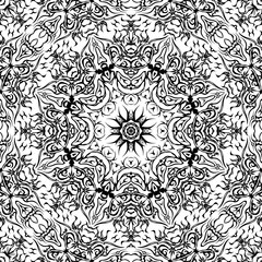 Abstract Seamless Pattern, Black Contours Isolated on White Background. Vector
