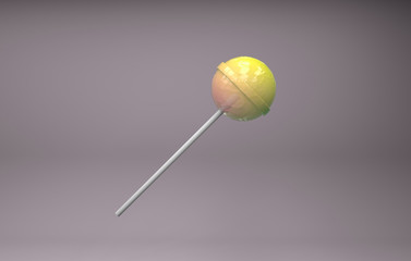 3d colored chupa chups on a colored background