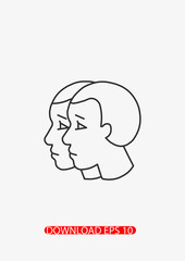 Gemini zodiac icon, Vector