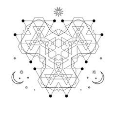 Abstract mystical geometry symbol. Vector linear alchemy, occult and philosophical sign.