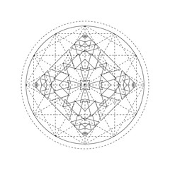 Fototapeta premium Abstract mystical geometry symbol. Vector linear alchemy, occult and philosophical sign.