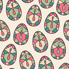 Mosaic eggs. Seamless vector pattern.