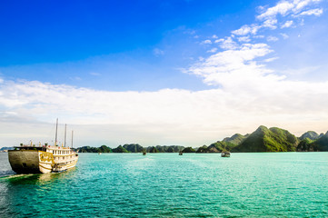 Fototapeta premium Limestone Island landscape by Halong bay in Vietnam