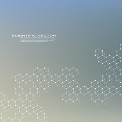 Hexagonal structure molecule dna of neurons system genetic and chemical compounds medical or scientific background for banner or flyer vector illustration