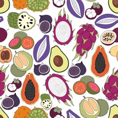Exotic fruits. Vector seamless pattern