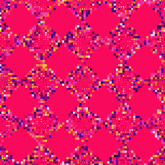 Colorful square pixel mosaic seamless pattern. Vector illustration.