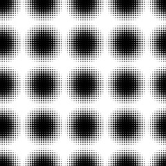 Abstract Seamless black and white halftone pattern. Mosaic of spheres from black dots. Vector Illustration.