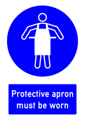 cshas513 CombiSignHealthAndSafety cshas - German / Gebotszeichen: Schutzschürze benutzen - Schürze - english / safety - mandatory action sign: apron - protective apron must be worn - DIN A2 A3 - e5186