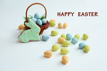 gingerbread cookies for Easter on white background