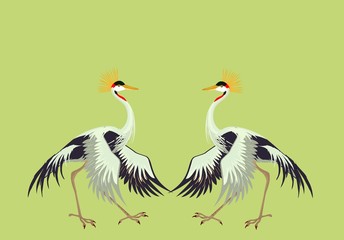 2 dancing Crane crane birds illustration