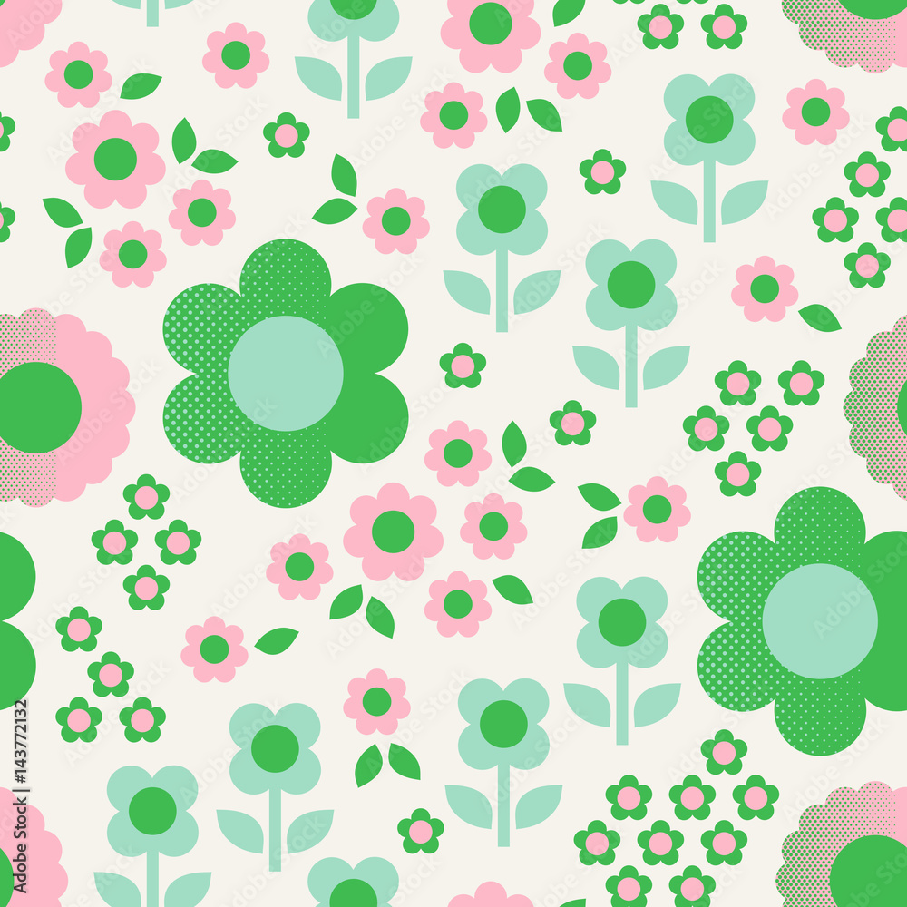 Poster seamless retro pattern with flowers