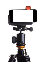 Mobile phone on a tripod