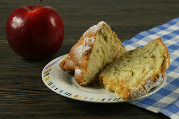 Нomemade Apple Pie. Apple and Slice of delicious fresh baked homemade Apple Pie