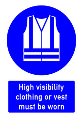 cshas514 CombiSignHealthAndSafety cshas - German / Gebotszeichen: Warnweste benutzen - english / safety - mandatory action sign: high visibility clothing or vest must be worn - DIN A2 A3 - e5187