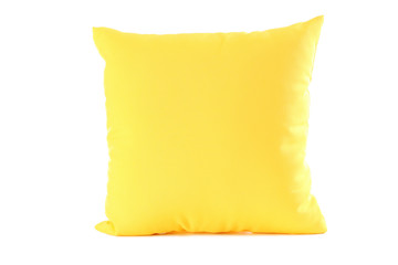 Yellow pillow isolated on a white
