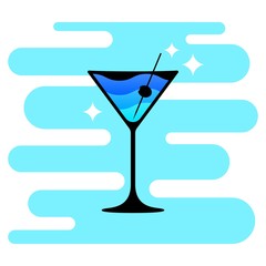 Cocktail logo on colored background. Martini vector icon