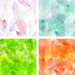 Set of vector backgrounds with skeleton leaves