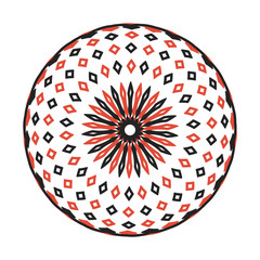 Circle ornament. Mandala look like flower. Nice ethnic element. Circular abstraction.