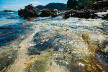 Water on Beautiful tropical wild beach in island Phu Quoc