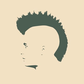 Man avatar profile view. Isolated male face silhouette or icon . Vector illustration. Mohawk hairstyle