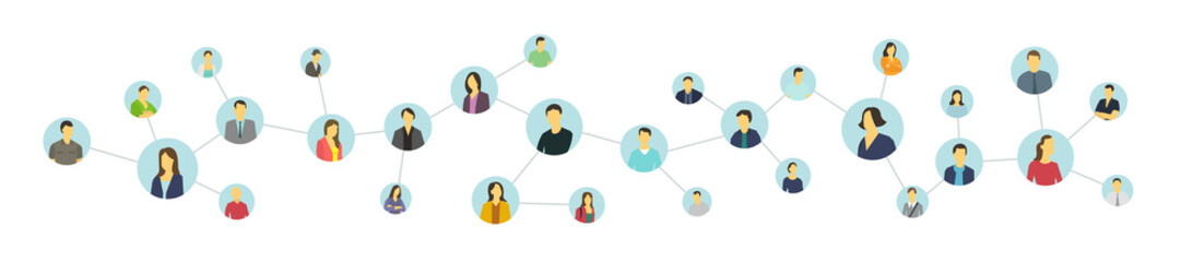 Social network relationship person. United avatars.