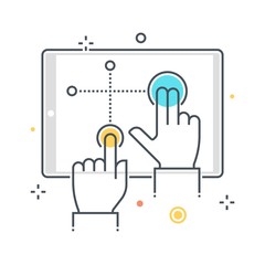 Color line, multitouch interface illustration, icon
