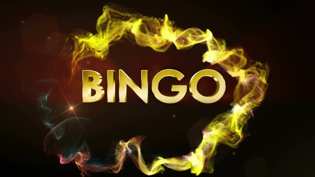 BINGO Gold Text Rendering Animation, Background, Loop, 4k
