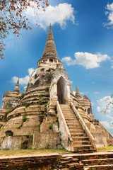 Fototapeta premium Famous temple area Wat Phra Si Sanphet, Former capital of Thailand in Ayutthaya