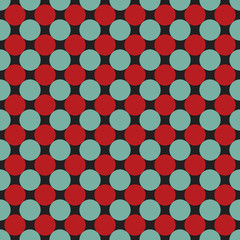 Seamless geometric large dot pattern background. Red black and turquoise pattern.