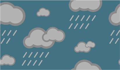 Simple Rainy Sky Seamless Vector Pattern or Seamless Vector Background