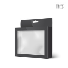 Black vector product package box with window