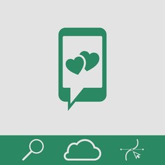 phone with hearts on the screen icon stock vector illustration flat design
