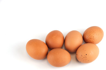 fresh chicken eggs isolated on white background