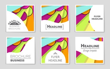 Obraz premium Abstract vector layout background set. For art template design, list, front page, mockup brochure theme style, banner, idea, cover, booklet, print, flyer, book, blank, card, ad, sign, sheet,, a4