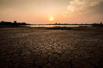 Cracked earth in summer, global warming