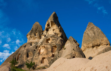 Fototapeta na wymiar Uchisar Castle cave houses in Cappadocia, central Turkey