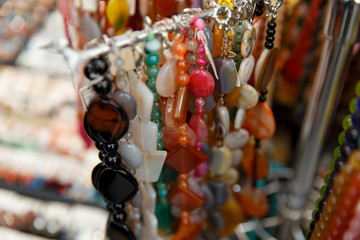 Different colorful beads on the market.
